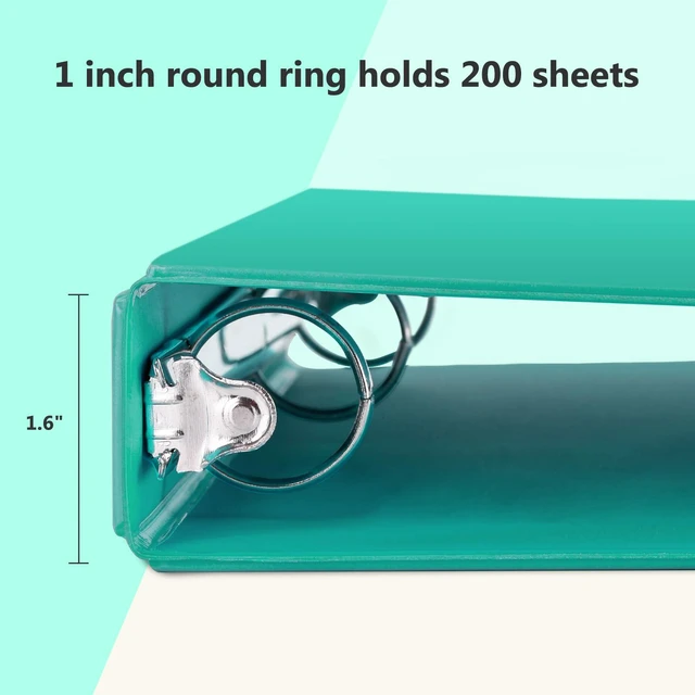 Alt view image 3 of 7 - 1 Inch Round Ring View Binder for Durability, 6-Pack (Lake Green) Standard 3 Ring Binder for 200 Sheets of US Letter Size Paper, PVC-Free, Clear View Cover, Office Home School Use