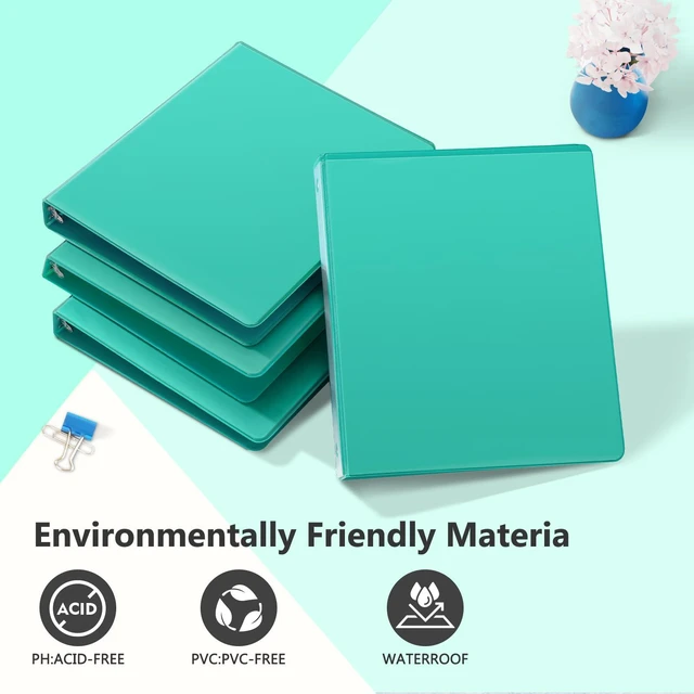 Alt view image 6 of 7 - 1 Inch Round Ring View Binder for Durability, 6-Pack (Lake Green) Standard 3 Ring Binder for 200 Sheets of US Letter Size Paper, PVC-Free, Clear View Cover, Office Home School Use
