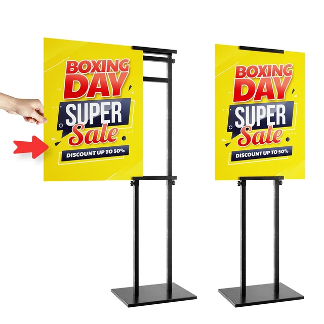Alt view image 5 of 7 - Display Stand Sign Holder, Heavy Duty Adjustable Poster Stand Pedestal Sign Stand with Non-Slip Base, Up to 75inch, Double-Sided for Board & Foam Sign, Fit Wedding, Restaurant, Business