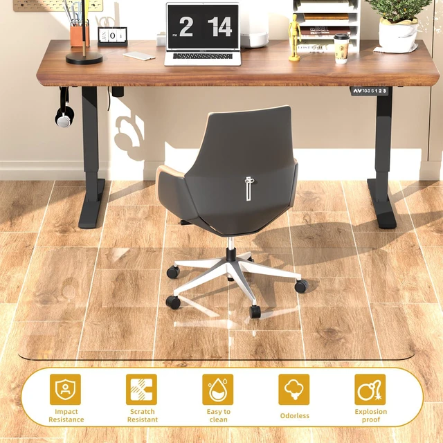 Alt view image 5 of 7 - Glass Chair Mat Heavy 54" x 32" -1/5" Thick Premium Tempered Glass Duty Hard Glass Chair Mats -for Office Chair on Carpet or Hard Floor with 4 Anti-Slip Pads