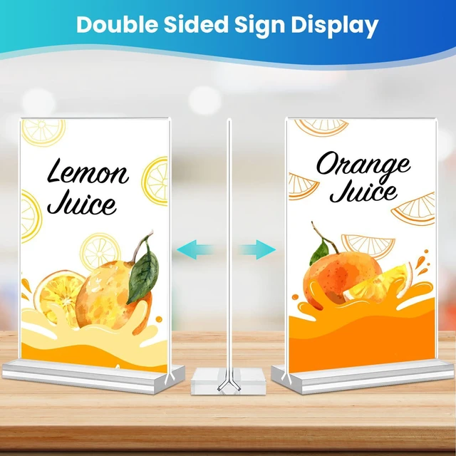 Alt view image 2 of 7 - Acrylic Sign Holder 5x7, 11 Pack Clear TableTop Sign Holder-Sided, Plastic Flyer Display Holder with Vertical Base, Clear Flyer Stand Menu Table Display Holders for Restaurants Office Store Show Fair