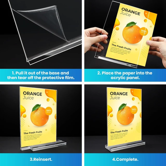 Alt view image 3 of 7 - Acrylic Sign Holder 5x7, 11 Pack Clear TableTop Sign Holder-Sided, Plastic Flyer Display Holder with Vertical Base, Clear Flyer Stand Menu Table Display Holders for Restaurants Office Store Show Fair