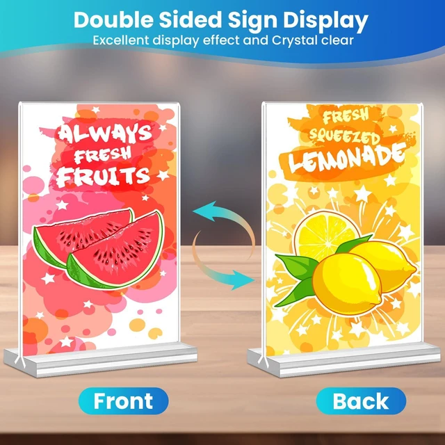 Alt view image 5 of 7 - Acrylic Sign Holder 5x7, 11 Pack Clear TableTop Sign Holder-Sided, Plastic Flyer Display Holder with Vertical Base, Clear Flyer Stand Menu Table Display Holders for Restaurants Office Store Show Fair