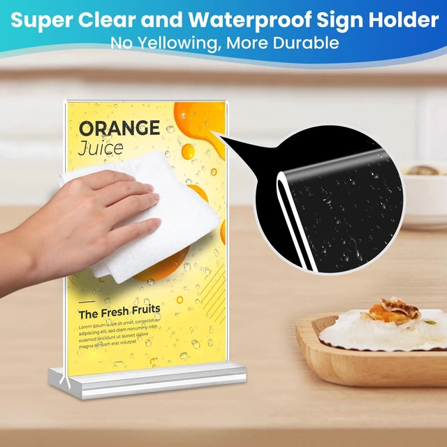 Alt view image 6 of 7 - Acrylic Sign Holder 5x7, 11 Pack Clear TableTop Sign Holder-Sided, Plastic Flyer Display Holder with Vertical Base, Clear Flyer Stand Menu Table Display Holders for Restaurants Office Store Show Fair