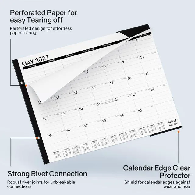 Alt view image 4 of 7 - Desk Calendar 2026 Large 22x17 from July 2026 to December 2027, Extra Large Desktop Monthly Calendar Pad 18 Months For Teacher or Office, Desk Top, Black Minimalism
