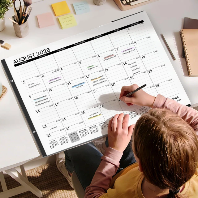 Alt view image 6 of 7 - Desk Calendar 2026 Large 22x17 from July 2026 to December 2027, Extra Large Desktop Monthly Calendar Pad 18 Months For Teacher or Office, Desk Top, Black Minimalism