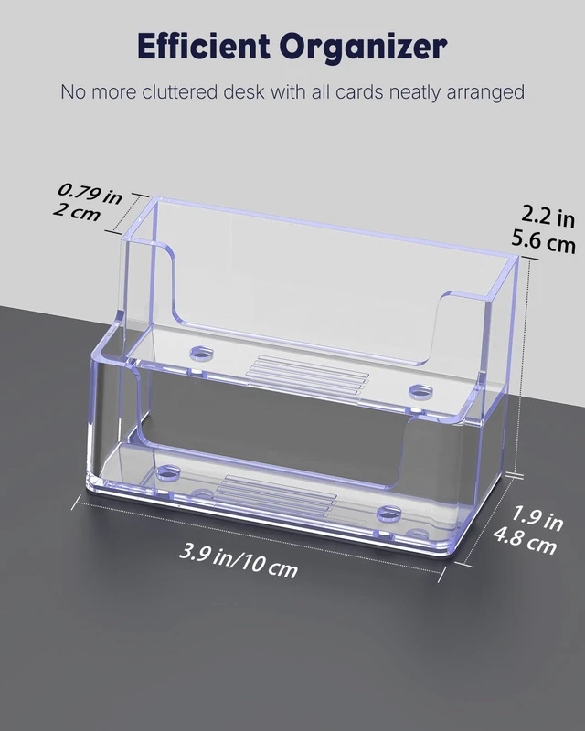 Alt view image 2 of 7 - 4 Pack Acrylic Business Card Holder for Desk, 120 Card Capacity 2 Slots Clear Business Card Display Stand for Men Women Desktop Business Card Organizer Card Stand for Office Home Exhibition