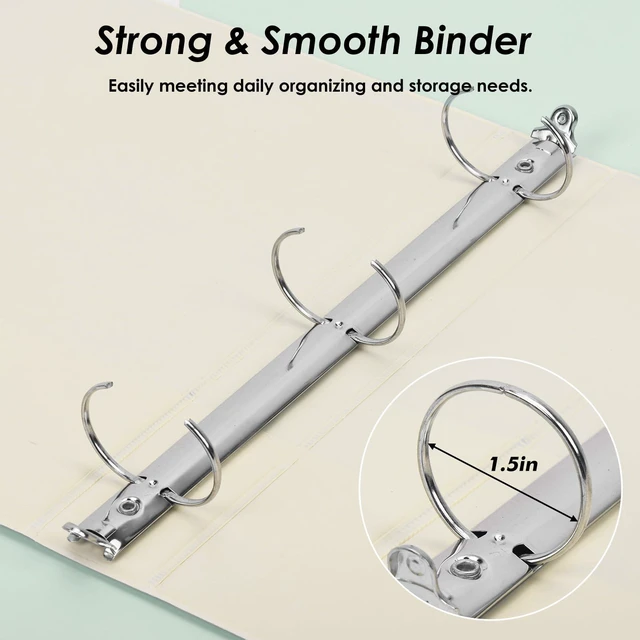 Alt view image 3 of 7 - 6 Pack 3 Ring Binders 1.5 inch, Three Round Ring 1.5'' Binders with 2 Pockets Interior, 6 Assorted Pastel Color, Fits 8.5'' x 11'' Letter Size Paper for School Office Supplies
