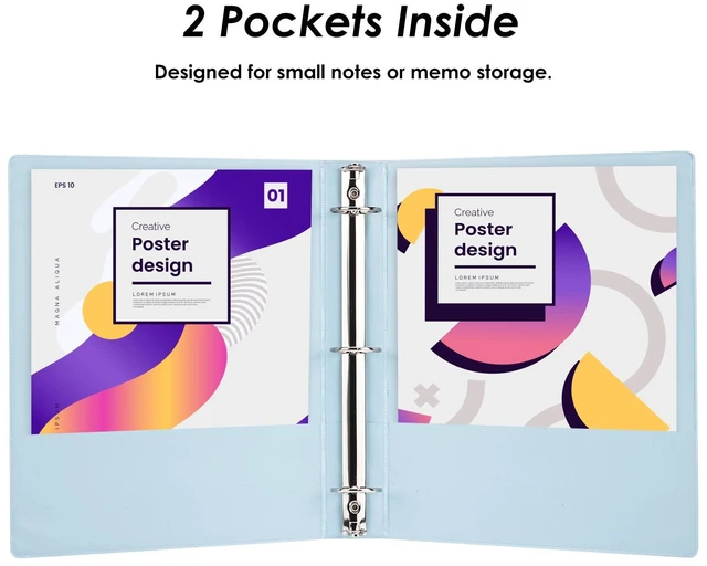 Alt view image 4 of 7 - 6 Pack 3 Ring Binders 1.5 inch, Three Round Ring 1.5'' Binders with 2 Pockets Interior, 6 Assorted Pastel Color, Fits 8.5'' x 11'' Letter Size Paper for School Office Supplies