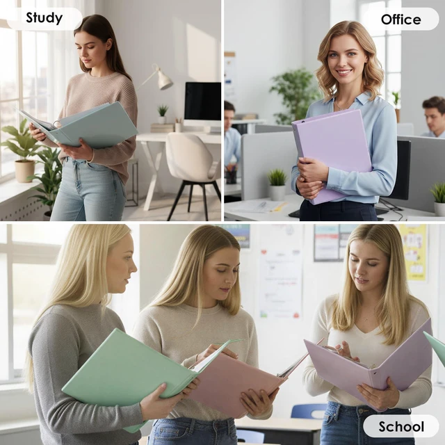 Alt view image 6 of 7 - 6 Pack 3 Ring Binders 1.5 inch, Three Round Ring 1.5'' Binders with 2 Pockets Interior, 6 Assorted Pastel Color, Fits 8.5'' x 11'' Letter Size Paper for School Office Supplies