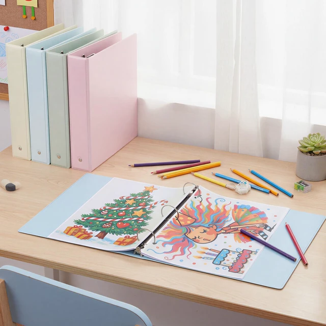 Alt view image 7 of 7 - 6 Pack 3 Ring Binders 1.5 inch, Three Round Ring 1.5'' Binders with 2 Pockets Interior, 6 Assorted Pastel Color, Fits 8.5'' x 11'' Letter Size Paper for School Office Supplies