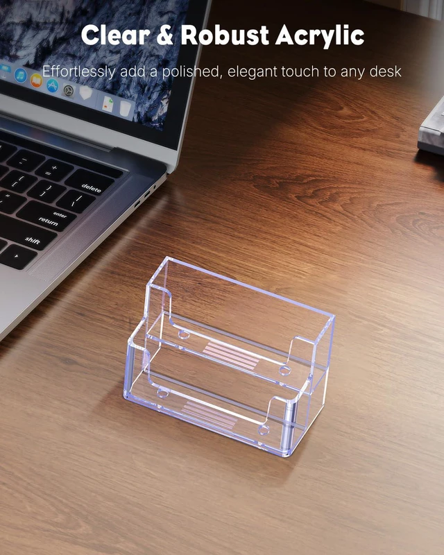 Alt view image 5 of 7 - 4 Pack Acrylic Business Card Holder for Desk, 120 Card Capacity 2 Slots Clear Business Card Display Stand for Men Women Desktop Business Card Organizer Card Stand for Office Home Exhibition