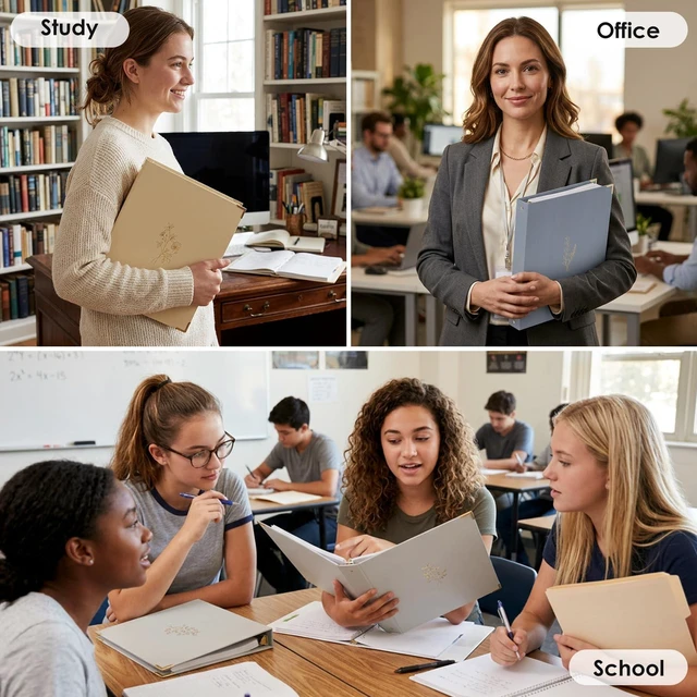 Alt view image 6 of 7 - 6 Pack 3 Ring Binders 1 inch, Three Round Ring 1'' Binders with 2 Pockets Interior, 6 Gold-Stamped Floral Color, Fits 8.5'' x 11'' Letter Size Paper for School Office Supplies