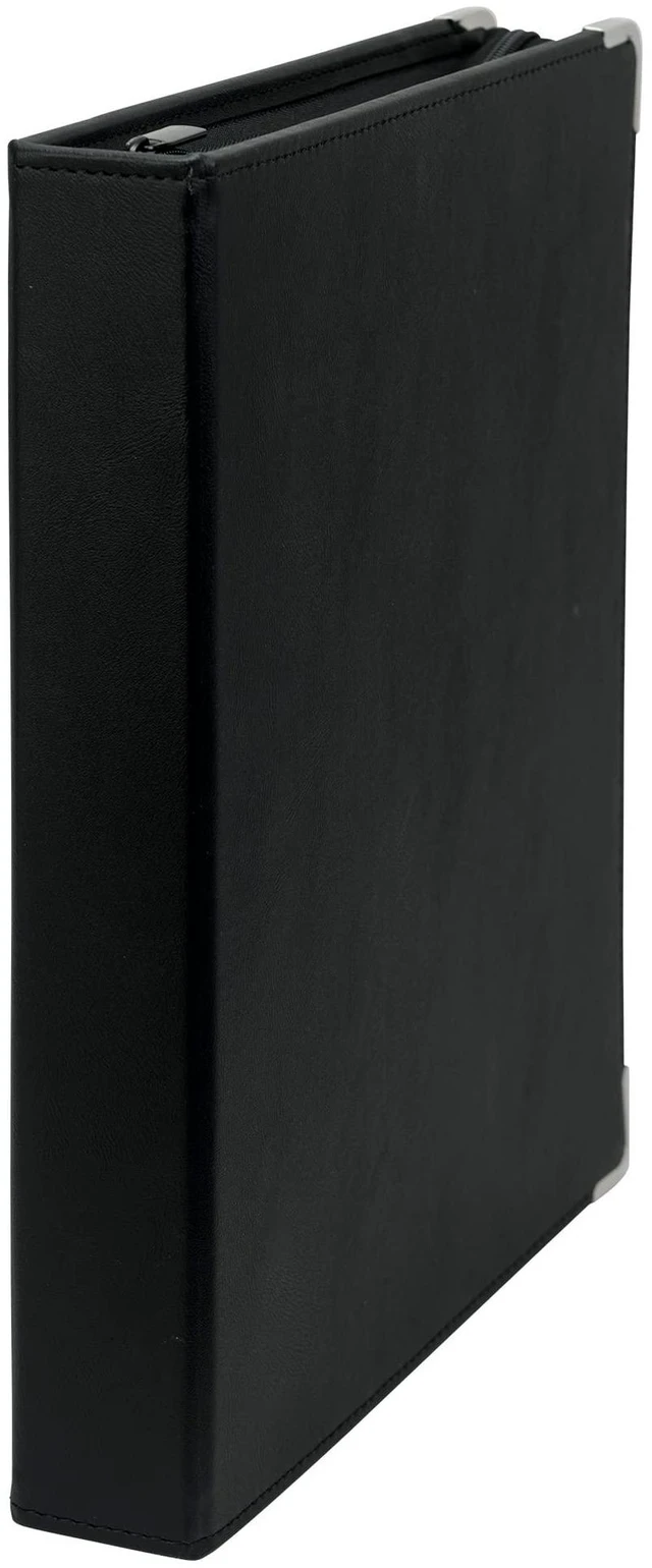 Alt view image 2 of 7 - Classic Collection Leather Zipper Binder, Executive Presentation Portfolio, 2 Inch Round Ring (Holds 425 Sheets), Silver Corner Accents, Black