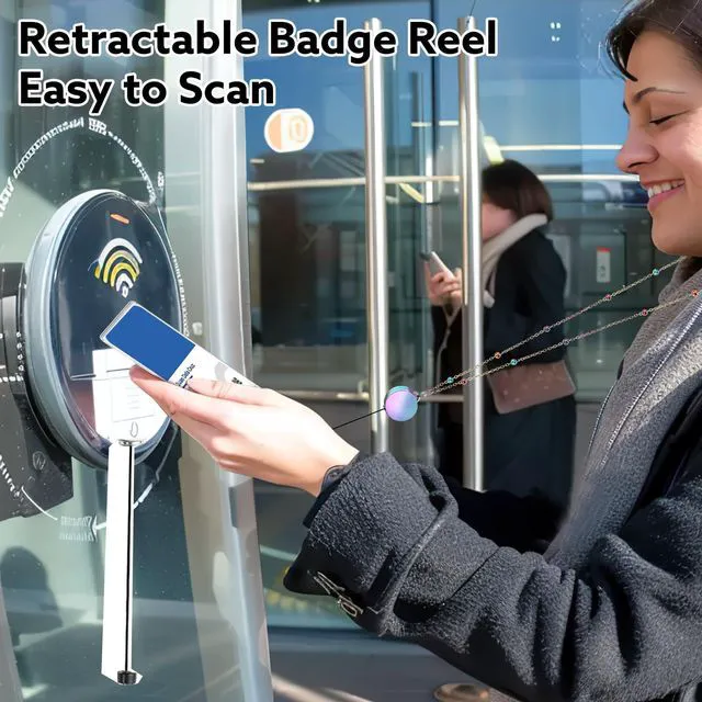 Alt view image 6 of 7 - 3 Pack Badge Lanyards with Retractable Reels and 6 Id Holders Stainless Steel Lanyards, 33.5 In Length, 13.5 In Retractable Reel, Waterproof Holders, 3 Colors, For Teachers And Staff