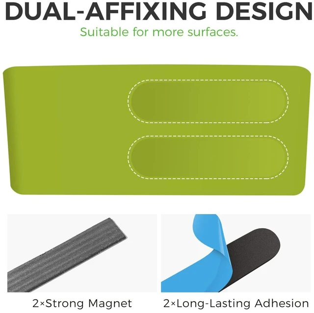 Alt view image 4 of 7 - Magnetic & Adhesive Marker Holder, Whiteboard Accessory Tray, Green 8.6" × 2.7", Holds 4 Erasers and 12 Markers, Supports up to 3.3 lb, 2 Mounting Options, Fits Glass and Refrigerators