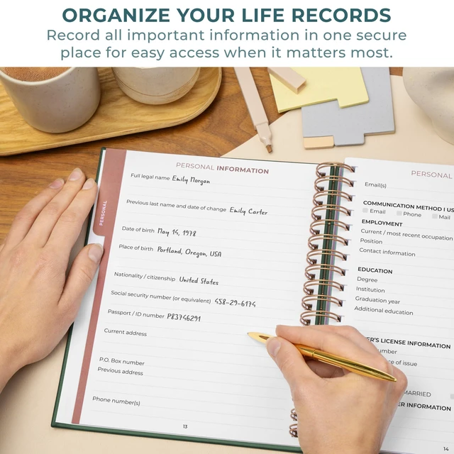 Alt view image 4 of 6 - When I Die Organizer Binder Planner, Folders, 8.5x9.5 Dark Teal Final chapter folder with pockets in case I die, Important documents, Estate planning, Final wishes, Labels, Checklists