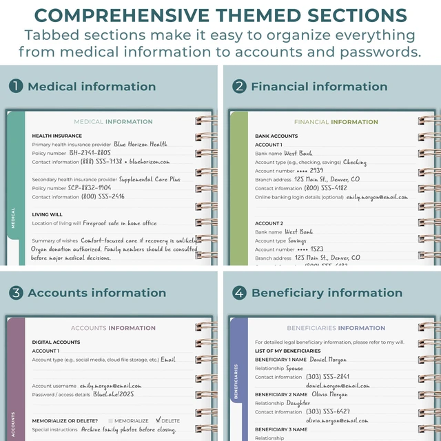 Alt view image 6 of 6 - When I Die Organizer Binder Planner, Folders, 8.5x9.5 Dark Teal Final chapter folder with pockets in case I die, Important documents, Estate planning, Final wishes, Labels, Checklists
