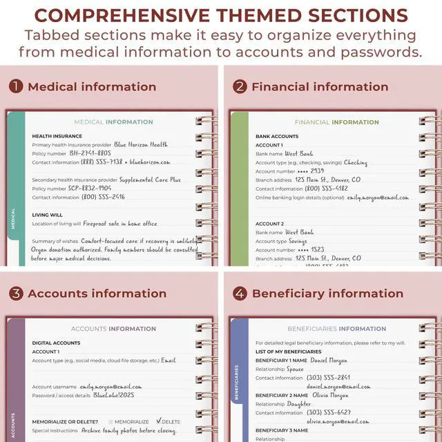 Alt view image 6 of 6 - When I Die Organizer Binder Planner, Folders, 8.5x9.5 Burgundy Final chapter folder with pockets in case I die, Important documents, Estate planning, Final wishes, Labels, Checklists