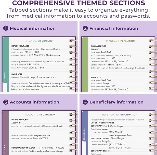 Alt view image 6 of 6 - When I Die Organizer Binder Planner, Folders, 8.5x9.5 Purple Final chapter folder with pockets in case I die, Important documents, Estate planning, Final wishes, Labels, Checklists