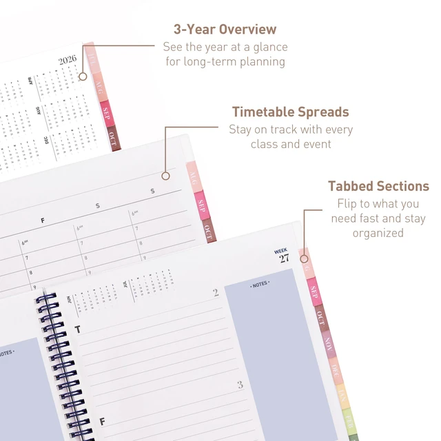 Alt view image 3 of 7 - Academic Planner 2026-2027, Daily, Weekly & Monthly Planner, July 2026 - June 2027, Student Notes Pages, Twin-Wire Binding, Weekly Agenda for School & Work (8.5 x 11-Inches, Chunky, Blue)