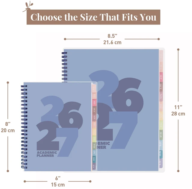 Alt view image 6 of 7 - Academic Planner 2026-2027, Daily, Weekly & Monthly Planner, July 2026 - June 2027, Student Notes Pages, Twin-Wire Binding, Weekly Agenda for School & Work (8.5 x 11-Inches, Chunky, Blue)