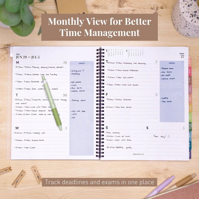 Alt view image 7 of 7 - Academic Planner 2026-2027, Daily, Weekly & Monthly Planner, July 2026 - June 2027, Student Notes Pages, Twin-Wire Binding, Weekly Agenda for School & Work (8.5 x 11-Inches, Chunky, Blue)