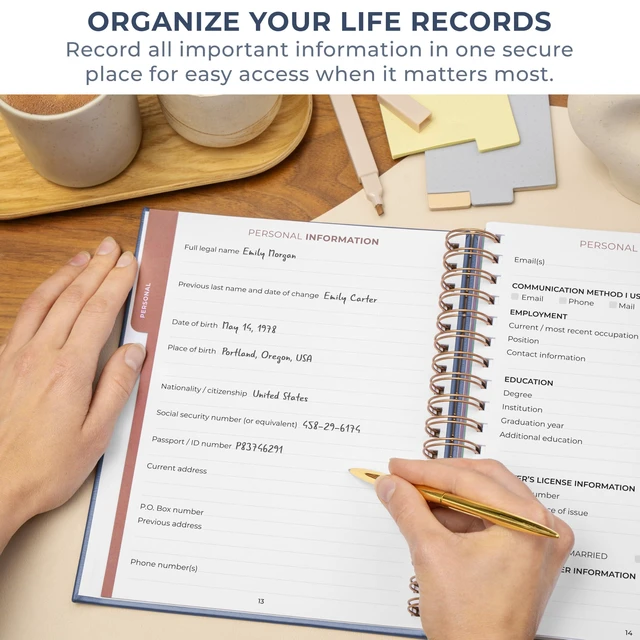 Alt view image 4 of 6 - When I Die Organizer Binder Planner, Folders, 8.5x9.5 Smoke Blue Final chapter folder with pockets in case I die, Important documents, Estate planning, Final wishes, Labels, Checklists