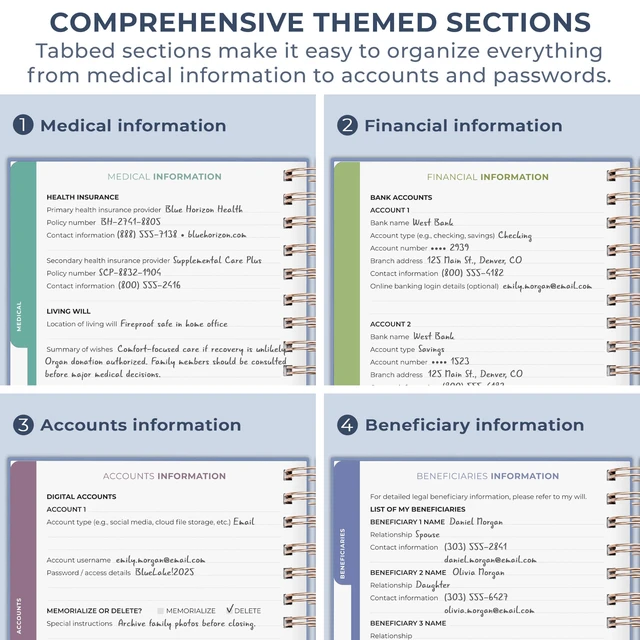 Alt view image 6 of 6 - When I Die Organizer Binder Planner, Folders, 8.5x9.5 Smoke Blue Final chapter folder with pockets in case I die, Important documents, Estate planning, Final wishes, Labels, Checklists