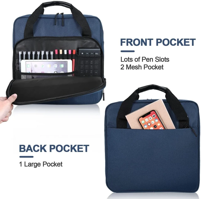 Alt view image 2 of 7 - 4 Inch 3 Ring Zipper Binder D-Ring with Strap & Multi-Pockets Binder with Strap 800 Sheet Capacity for School and Office Binder Organizer, Compatible with 13-Inch MacBook/Table, Dark Blue