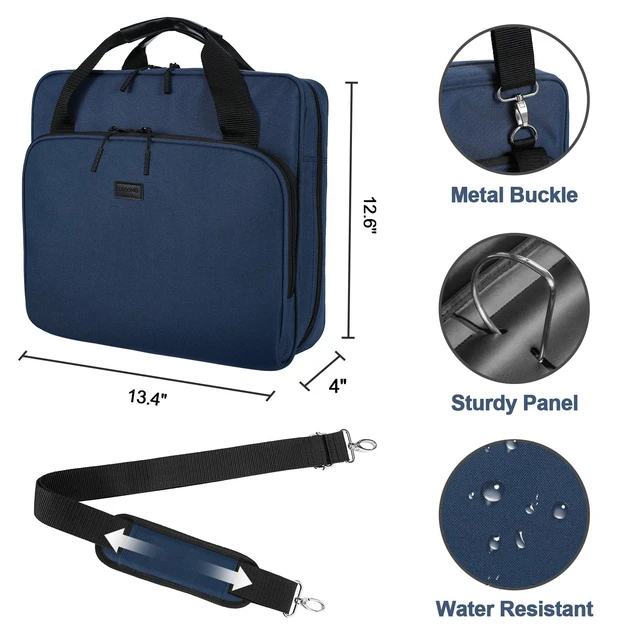 Alt view image 4 of 7 - 3 Inch 3 Ring Zipper Binder D-Ring with Strap & Multi-Pockets Binder with Strap 700 Sheet Capacity for School and Office Binder Organizer, Compatible with 13-Inch MacBook/Table, Dark Blue