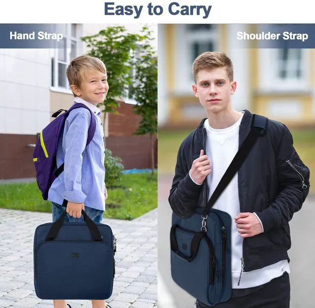 Alt view image 7 of 7 - 4 Inch 3 Ring Zipper Binder D-Ring with Strap & Multi-Pockets Binder with Strap 800 Sheet Capacity for School and Office Binder Organizer, Compatible with 13-Inch MacBook/Table, Dark Blue