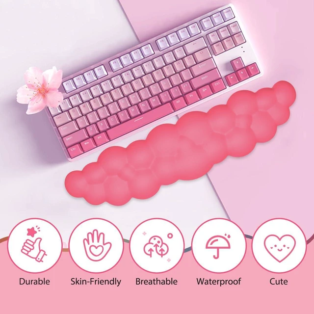 Alt view image 4 of 7 - Upgrade Leather Cloud Wrist Rest for Keyboard and Mouse & Cup Pad Wish Gift-Cute Cloud Shape, Comfortable and dont Irritate to Skin, Non-Slip PU Base,Soft Memory Foam filled for Pain Relief