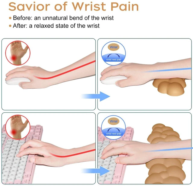 Alt view image 6 of 7 - Upgrade Leather Cloud Wrist Rest for Keyboard and Mouse & Cup Pad Wish Gift-Cute Cloud Shape, Comfortable and dont Irritate to Skin, Non-Slip PU Base,Soft Memory Foam filled for Pain Relief