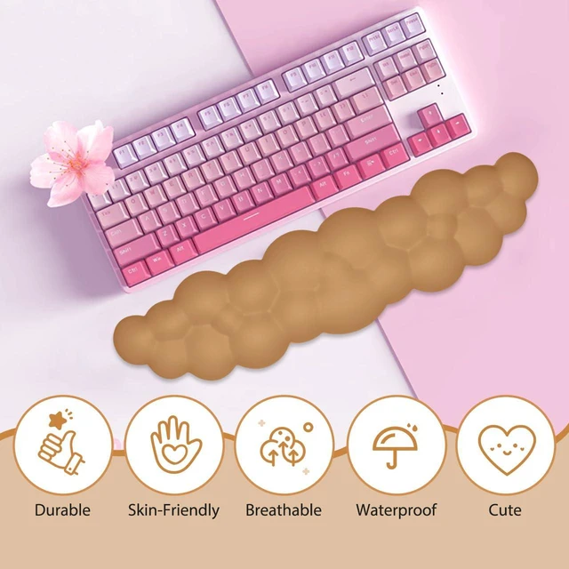 Alt view image 7 of 7 - Upgrade Leather Cloud Wrist Rest for Keyboard and Mouse & Cup Pad Wish Gift-Cute Cloud Shape, Comfortable and dont Irritate to Skin, Non-Slip PU Base,Soft Memory Foam filled for Pain Relief