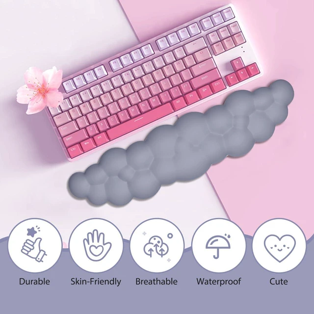 Alt view image 7 of 7 - Upgrade Leather Cloud Wrist Rest for Keyboard and Mouse & Cup Pad Wish Gift-Cute Cloud Shape, Comfortable and dont Irritate to Skin, Non-Slip PU Base,Soft Memory Foam filled for Pain Relief