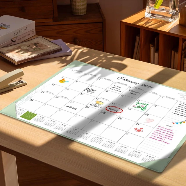 Alt view image 6 of 7 - Desk Calendar 2026-2027 with Desktop Mat,22x17'' Large Desktop Pad Calendar 18-Month Desk Calendar, July 2026-Dec 2027, Simplified Monthly Calendar Perfect for Home School and Office - Green