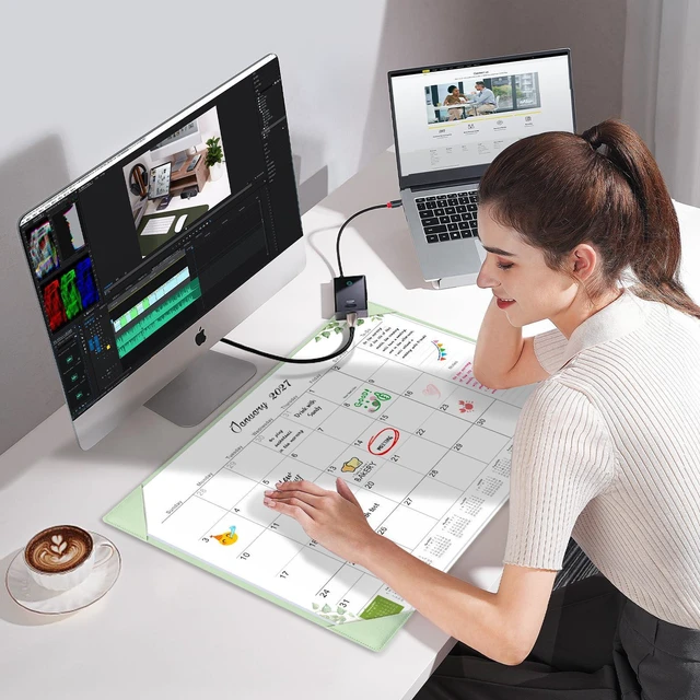 Alt view image 7 of 7 - Desk Calendar 2026-2027 with Desktop Mat,22x17'' Large Desktop Pad Calendar 18-Month Desk Calendar, July 2026-Dec 2027, Simplified Monthly Calendar Perfect for Home School and Office - Green