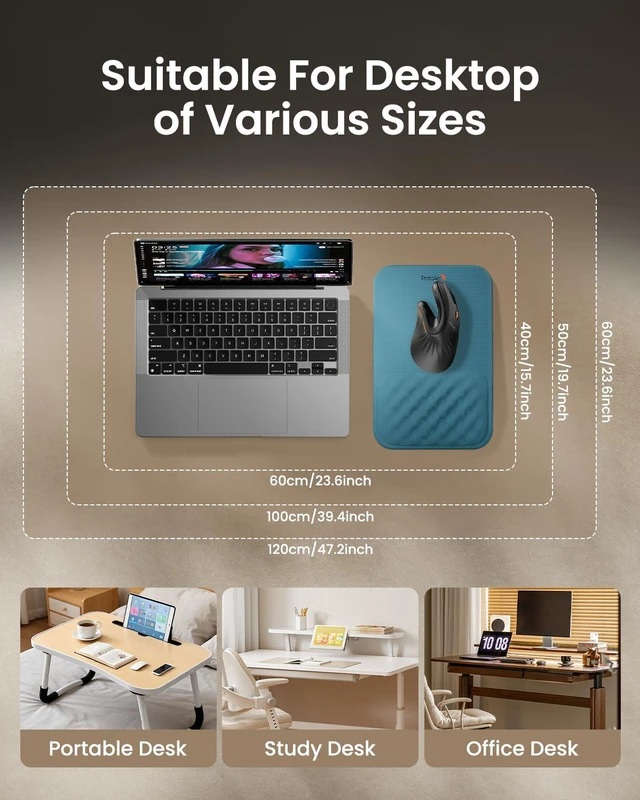 Alt view image 5 of 7 - MP50 Ergonomic Mouse Pad with Wrist Support, Lycra Surface, Blue 8° slope & massage points, soft memory foam, Large 12x8 Inches, Non-slip base. Relieves wrist strain for office & home