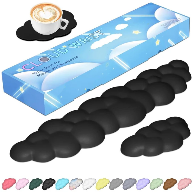 Main image of Upgrade Leather Cloud Wrist Rest for Keyboard and Mouse & Cup Pad Wish Gift-Cute Cloud Shape, Comfortable and dont Irritate to Skin, Non-Slip PU Base,Soft Memory Foam filled for Pain Relief