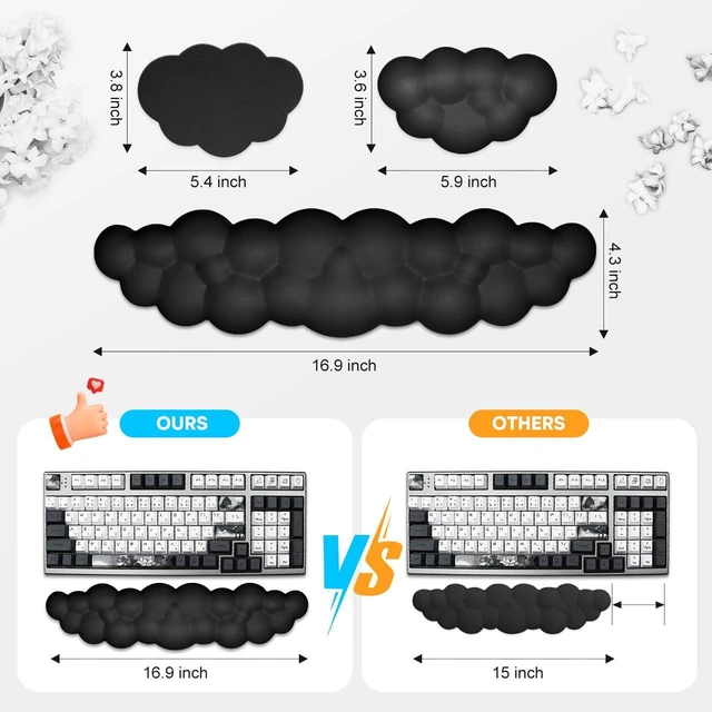 Alt view image 3 of 7 - Upgrade Leather Cloud Wrist Rest for Keyboard and Mouse & Cup Pad Wish Gift-Cute Cloud Shape, Comfortable and dont Irritate to Skin, Non-Slip PU Base,Soft Memory Foam filled for Pain Relief