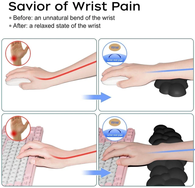 Alt view image 6 of 7 - Upgrade Leather Cloud Wrist Rest for Keyboard and Mouse & Cup Pad Wish Gift-Cute Cloud Shape, Comfortable and dont Irritate to Skin, Non-Slip PU Base,Soft Memory Foam filled for Pain Relief