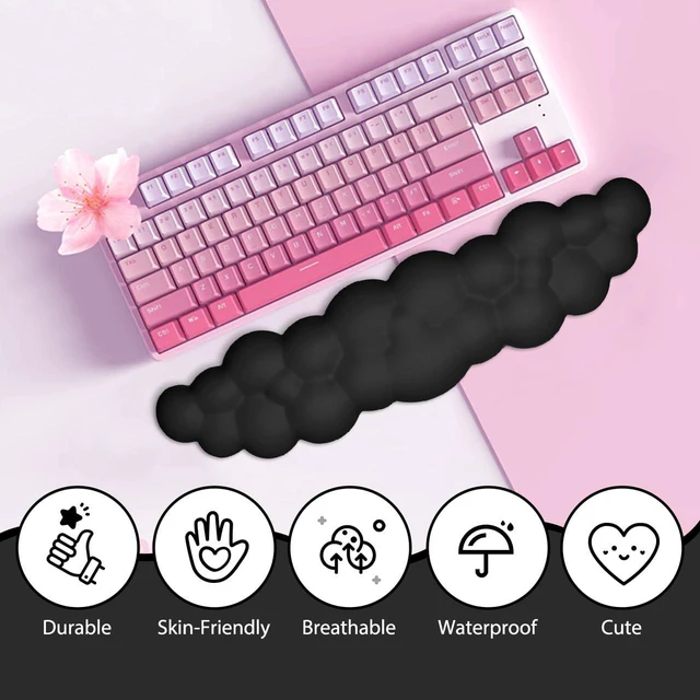 Alt view image 7 of 7 - Upgrade Leather Cloud Wrist Rest for Keyboard and Mouse & Cup Pad Wish Gift-Cute Cloud Shape, Comfortable and dont Irritate to Skin, Non-Slip PU Base,Soft Memory Foam filled for Pain Relief