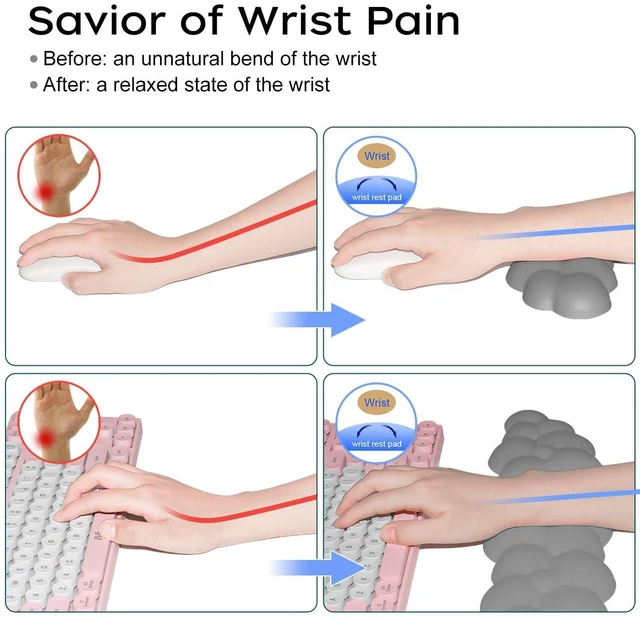 Alt view image 5 of 7 - Upgrade Leather Cloud Wrist Rest for Keyboard and Mouse & Cup Pad Wish Gift-Cute Cloud Shape, Comfortable and dont Irritate to Skin, Non-Slip PU Base,Soft Memory Foam filled for Pain Relief