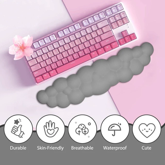 Alt view image 6 of 7 - Upgrade Leather Cloud Wrist Rest for Keyboard and Mouse & Cup Pad Wish Gift-Cute Cloud Shape, Comfortable and dont Irritate to Skin, Non-Slip PU Base,Soft Memory Foam filled for Pain Relief