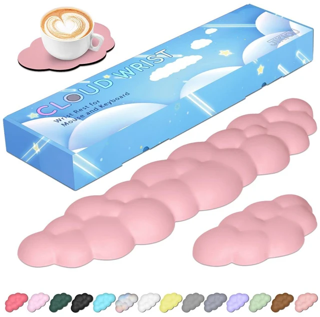 Main image of Upgrade Leather Cloud Wrist Rest for Keyboard and Mouse & Cup Pad Wish Gift-Cute Cloud Shape, Comfortable and dont Irritate to Skin, Non-Slip PU Base,Soft Memory Foam filled for Pain Relief