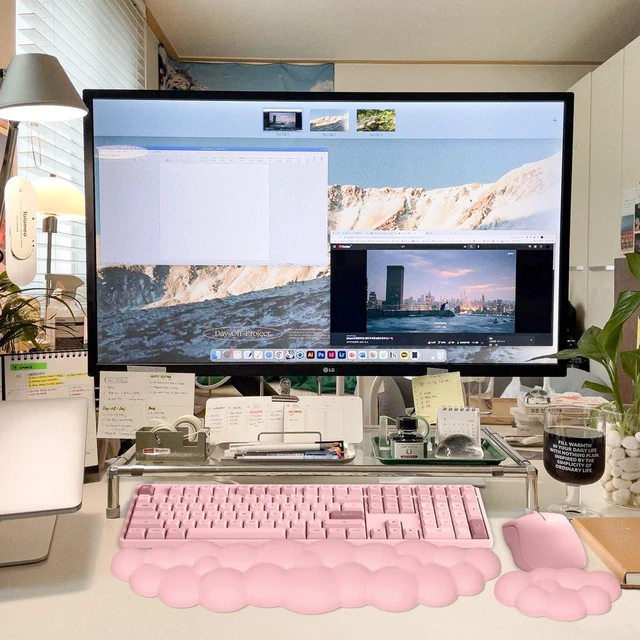 Alt view image 4 of 7 - Upgrade Leather Cloud Wrist Rest for Keyboard and Mouse & Cup Pad Wish Gift-Cute Cloud Shape, Comfortable and dont Irritate to Skin, Non-Slip PU Base,Soft Memory Foam filled for Pain Relief