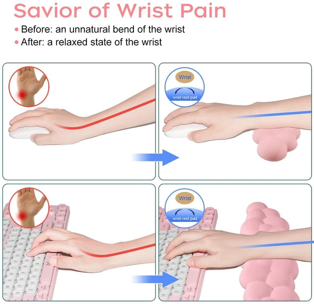 Alt view image 5 of 7 - Upgrade Leather Cloud Wrist Rest for Keyboard and Mouse & Cup Pad Wish Gift-Cute Cloud Shape, Comfortable and dont Irritate to Skin, Non-Slip PU Base,Soft Memory Foam filled for Pain Relief