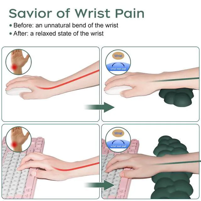 Alt view image 7 of 7 - Upgrade Leather Cloud Wrist Rest for Keyboard and Mouse & Cup Pad Wish Gift-Cute Cloud Shape, Comfortable and dont Irritate to Skin, Non-Slip PU Base,Soft Memory Foam filled for Pain Relief