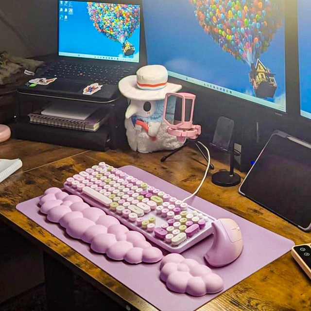 Alt view image 3 of 7 - Upgrade Leather Cloud Wrist Rest for Keyboard and Mouse & Cup Pad Wish Gift-Cute Cloud Shape, Comfortable and dont Irritate to Skin, Non-Slip PU Base,Soft Memory Foam filled for Pain Relief